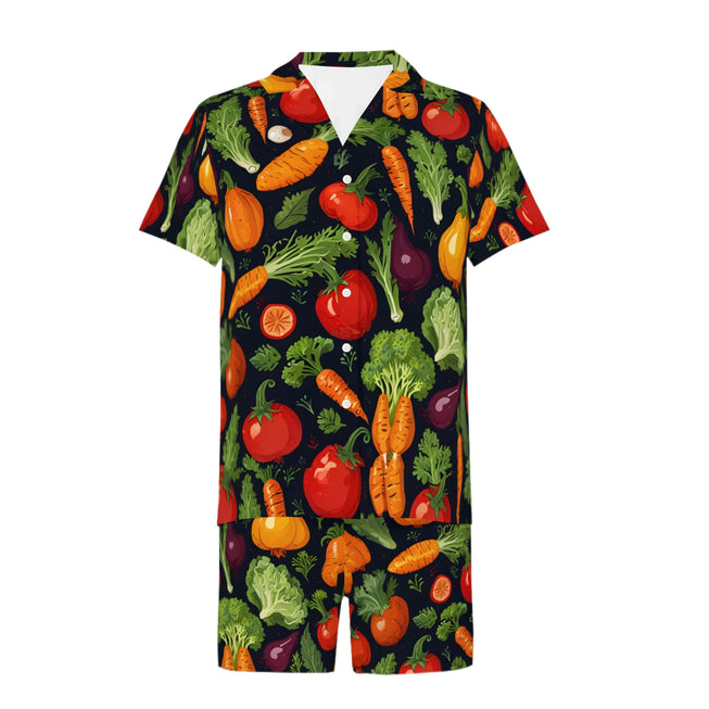 Veggies Pattern Men's Shirt And Short Set