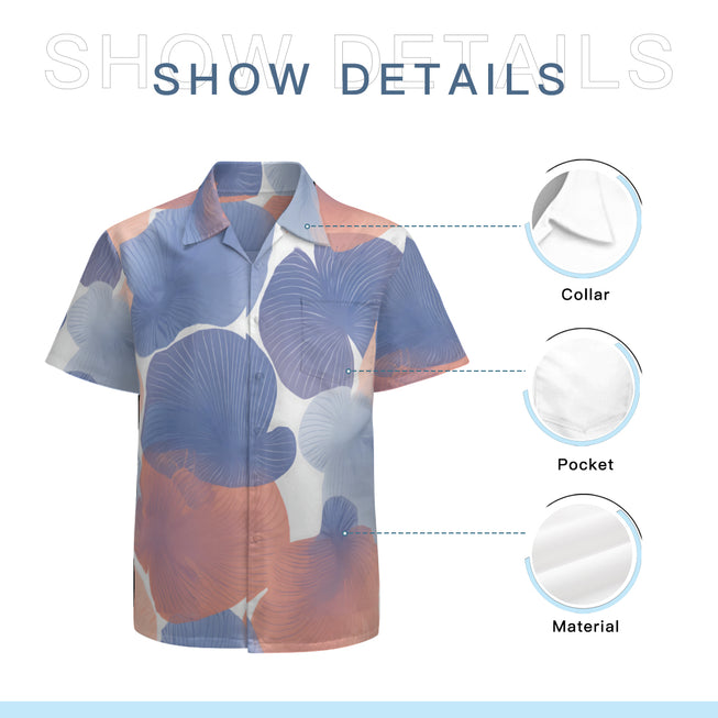 Floral Shapes Pattern Men's Casual Short-Sleeved Shirt