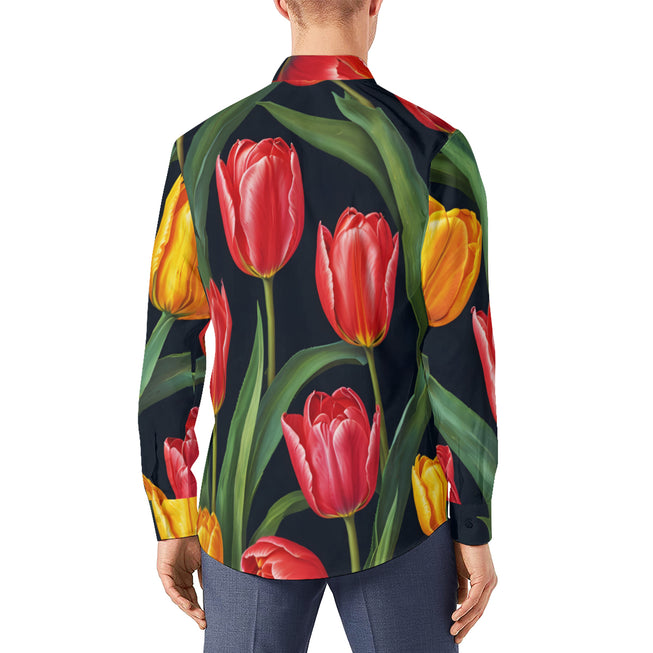 Tulip Pattern Men's Classic Long-Sleeved Shirt