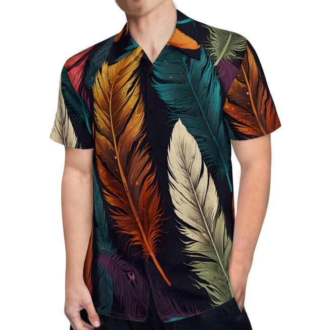 Elegant Feathers Men's Casual Short-Sleeved Shirt