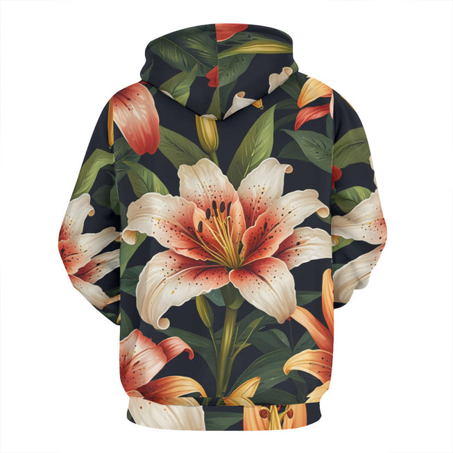 Lily Flower Pattern Adult Hoodie