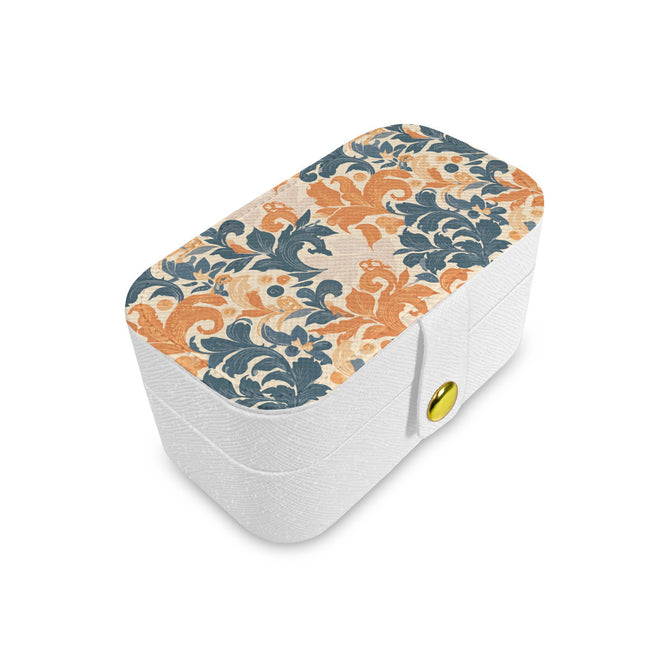 Orange Floral Personalized Portable Jewelry Box