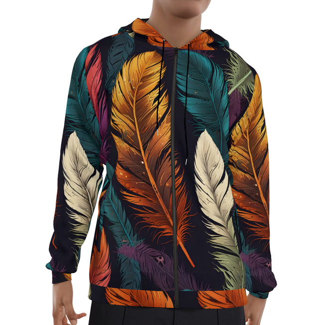 Elegant Feathers Men's Zip Up Hoodie