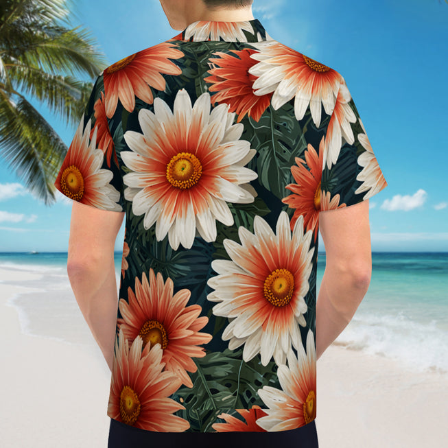 Daisy Pattern Men's Casual Short-Sleeved Shirt