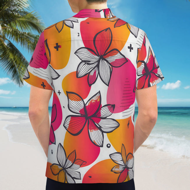 Floral Shapes Men's Casual Short-Sleeved Shirt