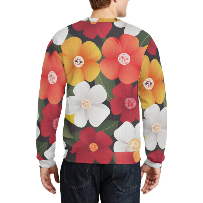 Floral Pattern Crew Neck Sweater