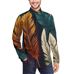 Elegant Feathers Men's Classic Long-Sleeved Shirt