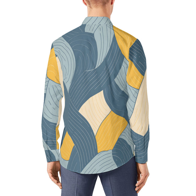 Abstract Orange And Blue Men's Classic Long-Sleeved Shirt