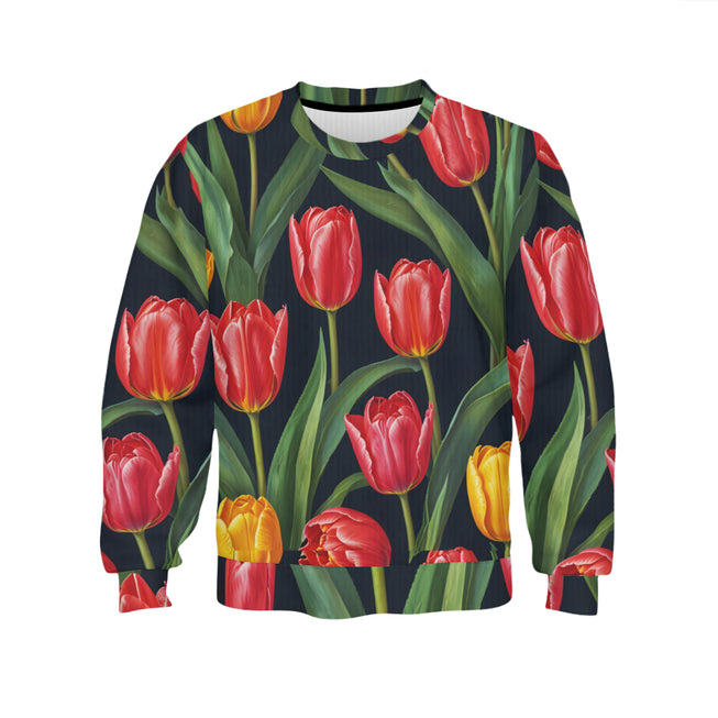 Tulip Pattern Crew Neck Sweater