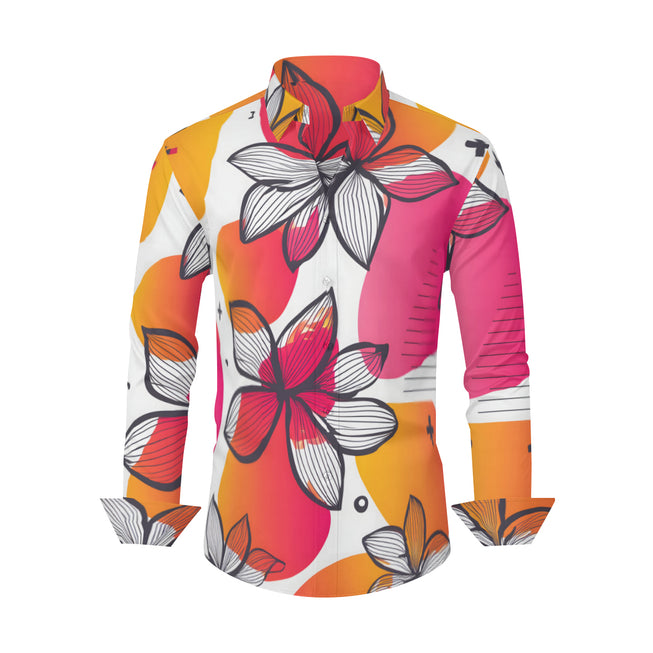 Floral Shapes Men's Classic Long-Sleeved Shirt