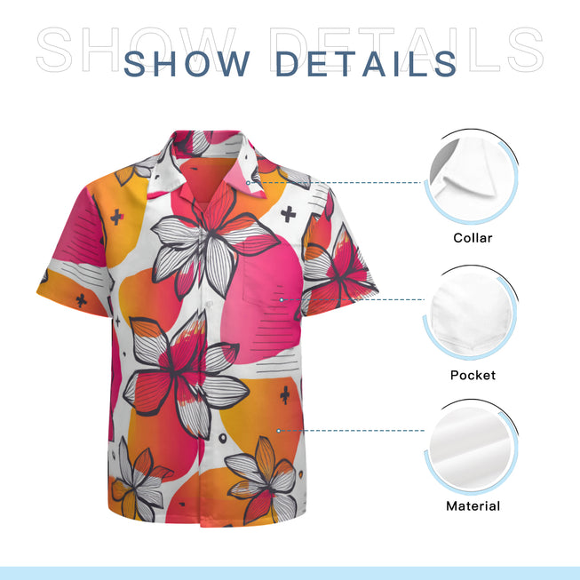 Floral Shapes Men's Casual Short-Sleeved Shirt