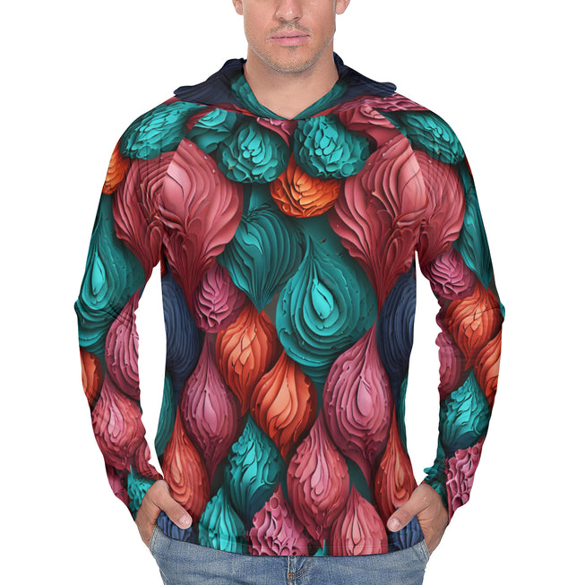 Abstract Seamless Pattern Men's Sun Protection Long Sleeve Hoodie