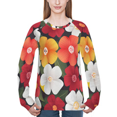 Floral Pattern Women's Raglan Long Sleeved Sweatshirt