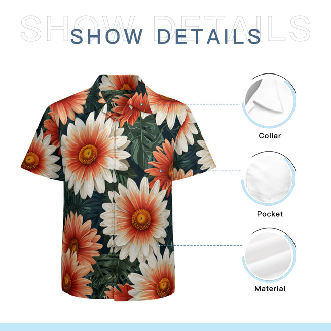 Daisy Pattern Men's Casual Short-Sleeved Shirt