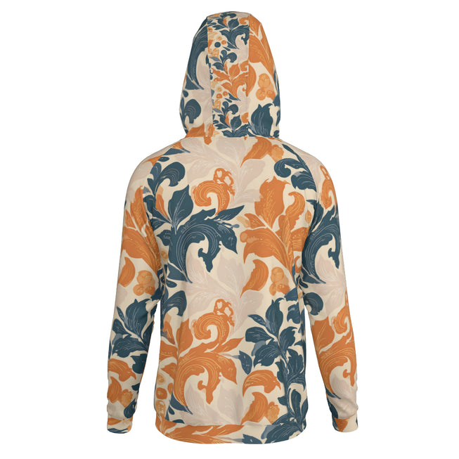 Orange Floral Men's Zip Up Hoodie