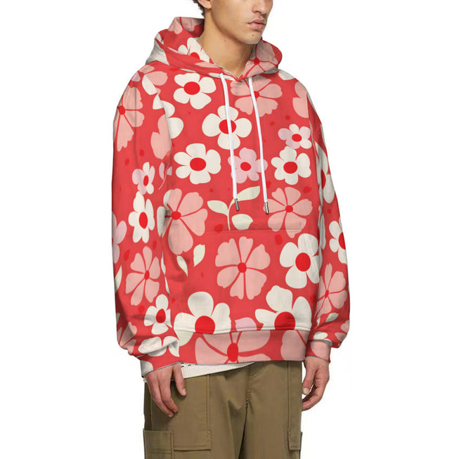 Red Floral Adult Hoodie