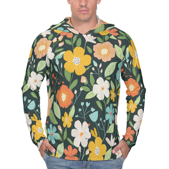 Floral Seemless Pattern Men's Sun Protection Long Sleeve Hoodie