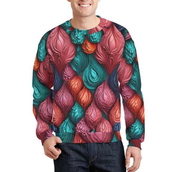 Abstract Seamless Pattern Crew Neck Sweater