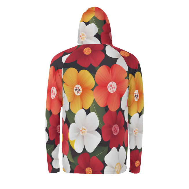 Floral Pattern Men's Sun Protection Long Sleeve Hoodie