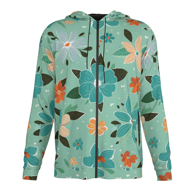 Floral Seamless Pattern Men's Zip Up Hoodie