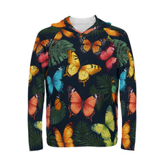 Tropical Butterfly Men's Sun Protection Long Sleeve Hoodie