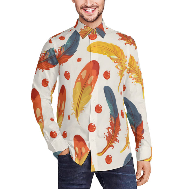 Vibrant Feathers Men's Classic Long-Sleeved Shirt