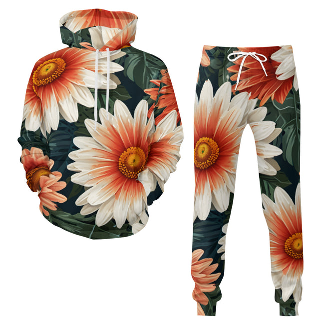 Daisy Pattern Men's Adult Hoodie Set