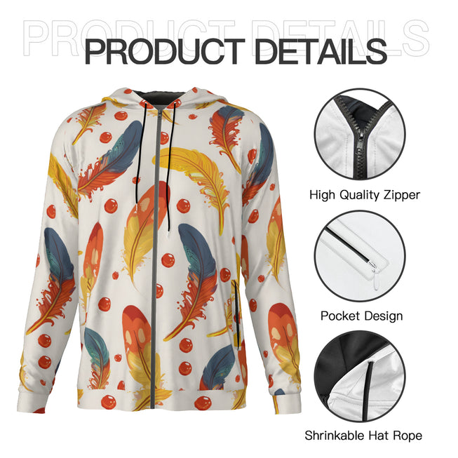 Vibrant Feathers Men's Zip Up Hoodie