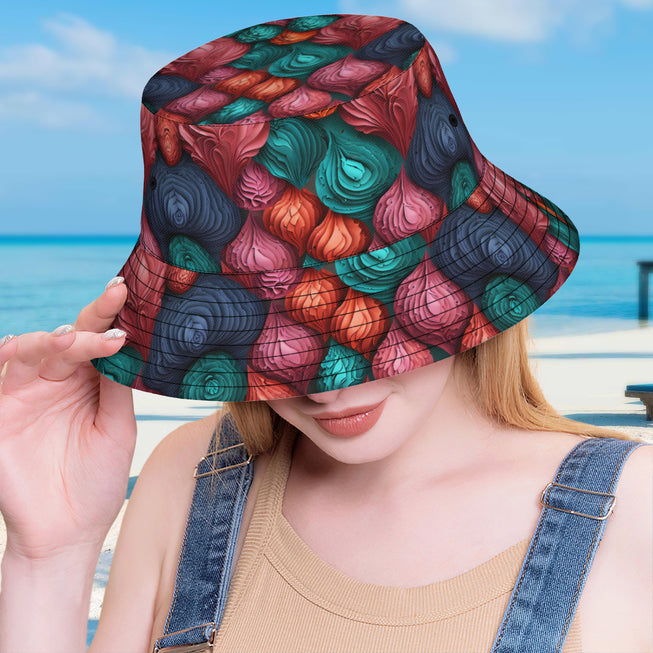 Abstract Seamless Pattern Double-Sided Unisex Polyester Bucket Hat