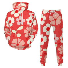 Red Floral Adult Hoodie Set