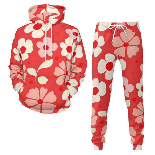 Red Floral Adult Hoodie Set