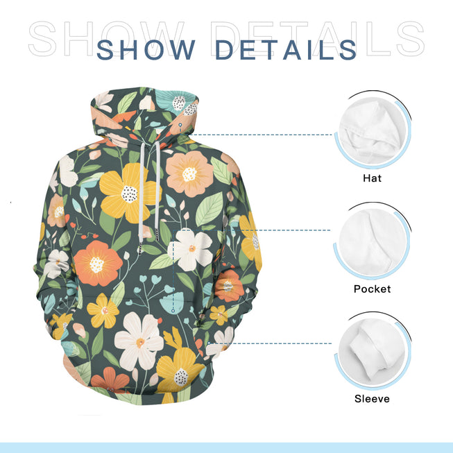 Floral Seamless Pattern Adult Hoodie