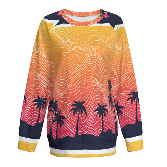 Sunset Pattern Women's Raglan Long Sleeved Sweatshirt