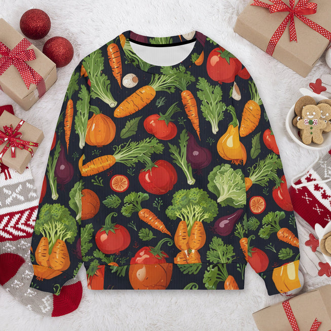 Veggies Pattern Crew Neck Sweater