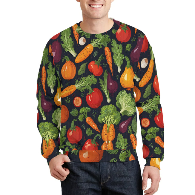 Veggies Pattern Crew Neck Sweater