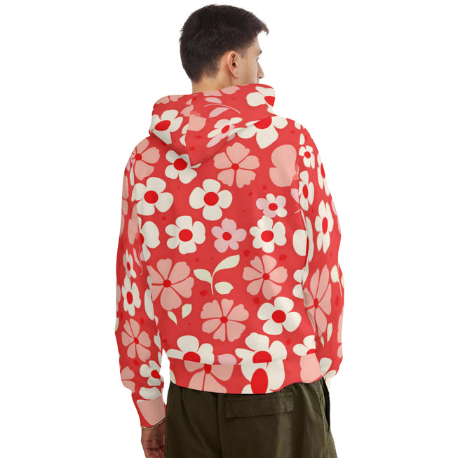 Red Floral Adult Hoodie