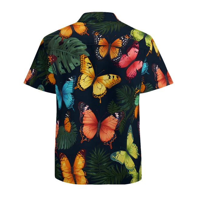 Tropical Butterfly Men's Casual Short-Sleeved Shirt