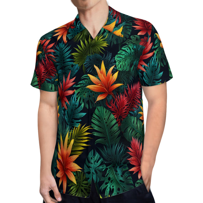 Tropical Pattern Men's Casual Short-Sleeved Shirt