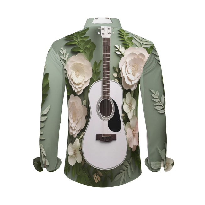 Floral Guitar Men's Classic Long-Sleeved Shirt