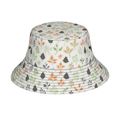 Green and Black Floral Double-Sided Unisex Polyester Bucket Hat