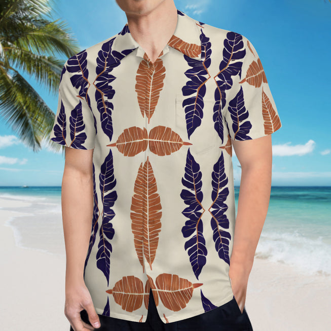 Tropical Leaf Men's Casual Short-Sleeved Shirt