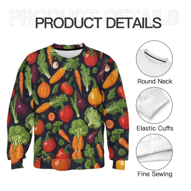 Veggies Pattern Crew Neck Sweater