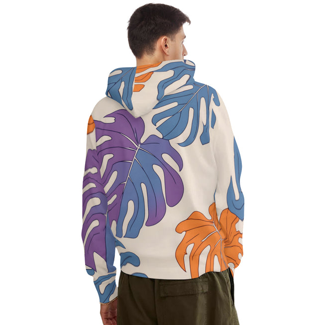 Bold Tropical Leaf Pattern Men's Adult Hoodie Set