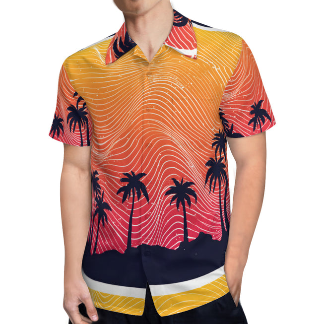 Sunset Pattern Men's Casual Short-Sleeved Shirt