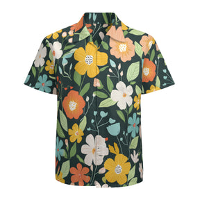 Floral Seamless Pattern Men's Casual Short-Sleeved Shirt