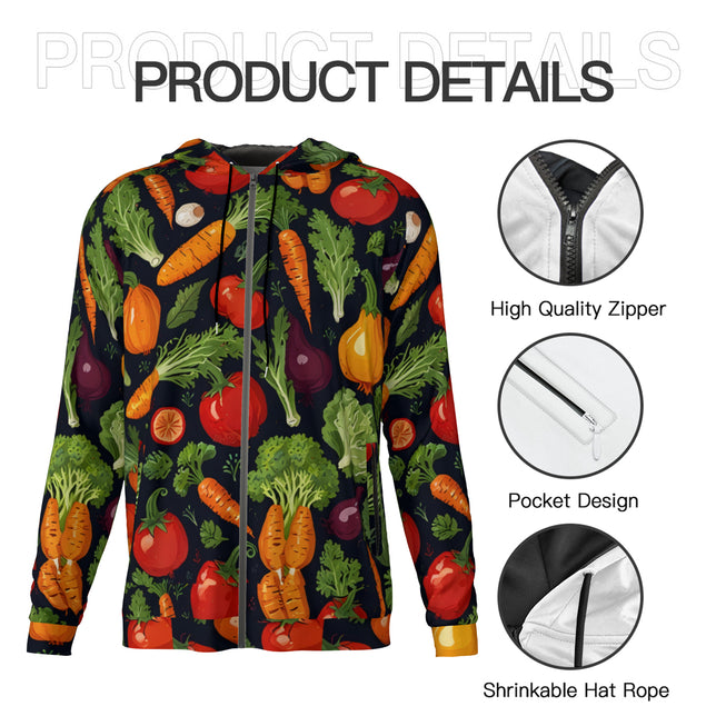 Veggies Pattern Men's Zip Up Hoodie