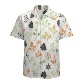 Green and Black Floral Men's Casual Short-Sleeved Shirt