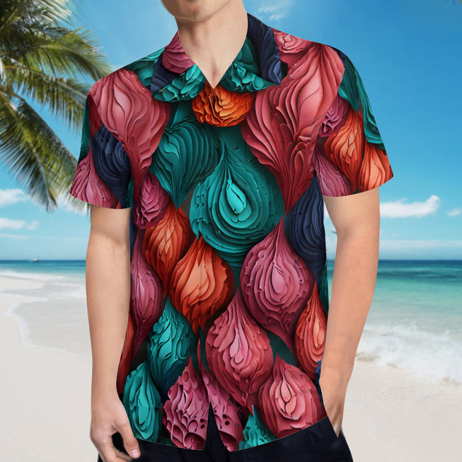 Abstract Seamless Pattern Men's Casual Short-Sleeved Shirt.