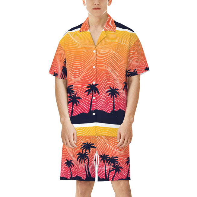 Sunset Pattern Men's Shirt And Short Set