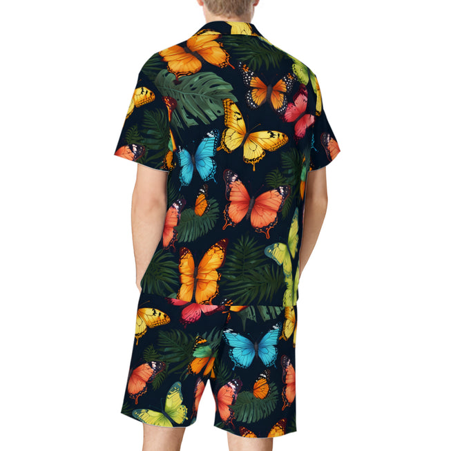 Tropical Butterfly Men's Shirt And Short Set